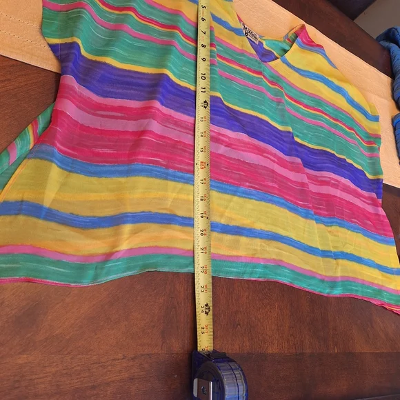 Show Me Your Mumu USA Colorful Striped Sheer Top Or Cover Up - Picture 13 of 15
